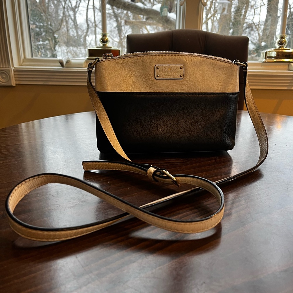 kate spade Two-Tone Black and Cream Pebbled Leather Crossbody